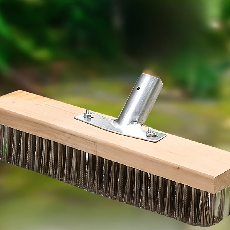 Brosse de sol en fil inox durable, largeur 20 ou 30 cm, usage manuel, idéale extérieur, cuisine et terrasse, enlève mousse, graisse et saleté efficacement.