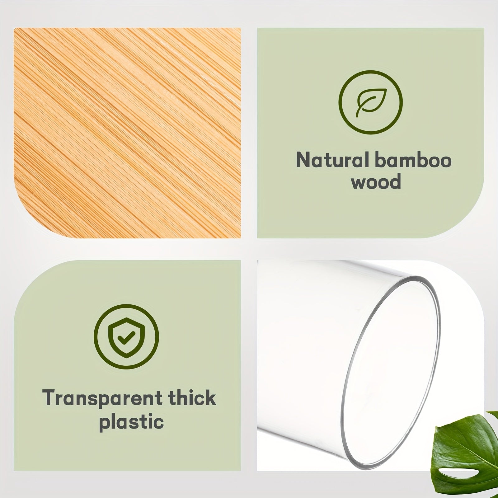 Lot de 4 pots transparents de 10 oz avec couvercles, idéal pour cotons, maquillage et accessoires de salle de bain.