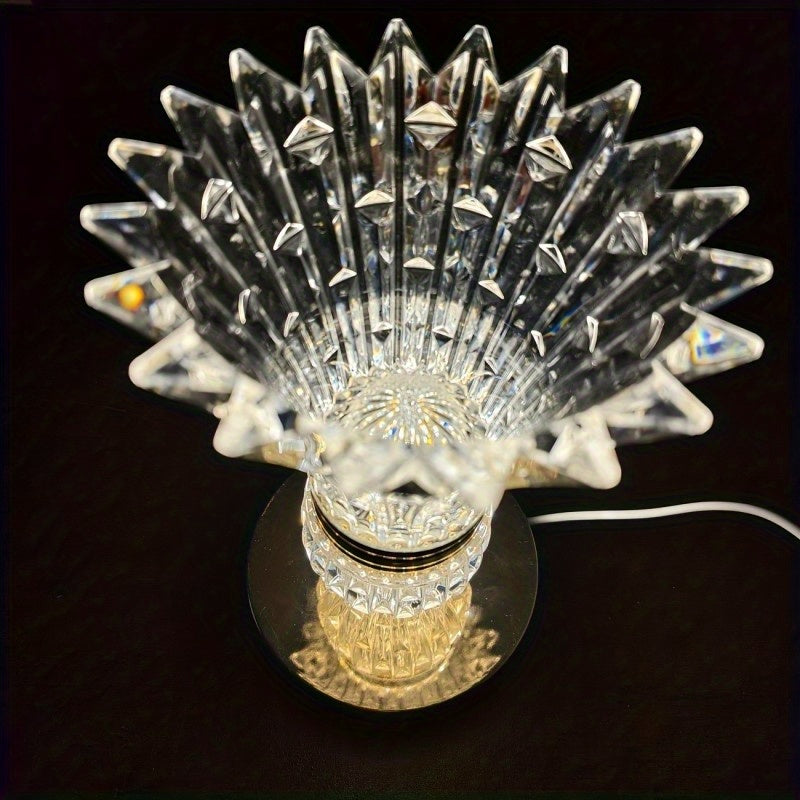 Lampe de table en cristal, intensité réglable, design plume moderne, USB, contrôle tactile, idéale chevet, bureau et salon.