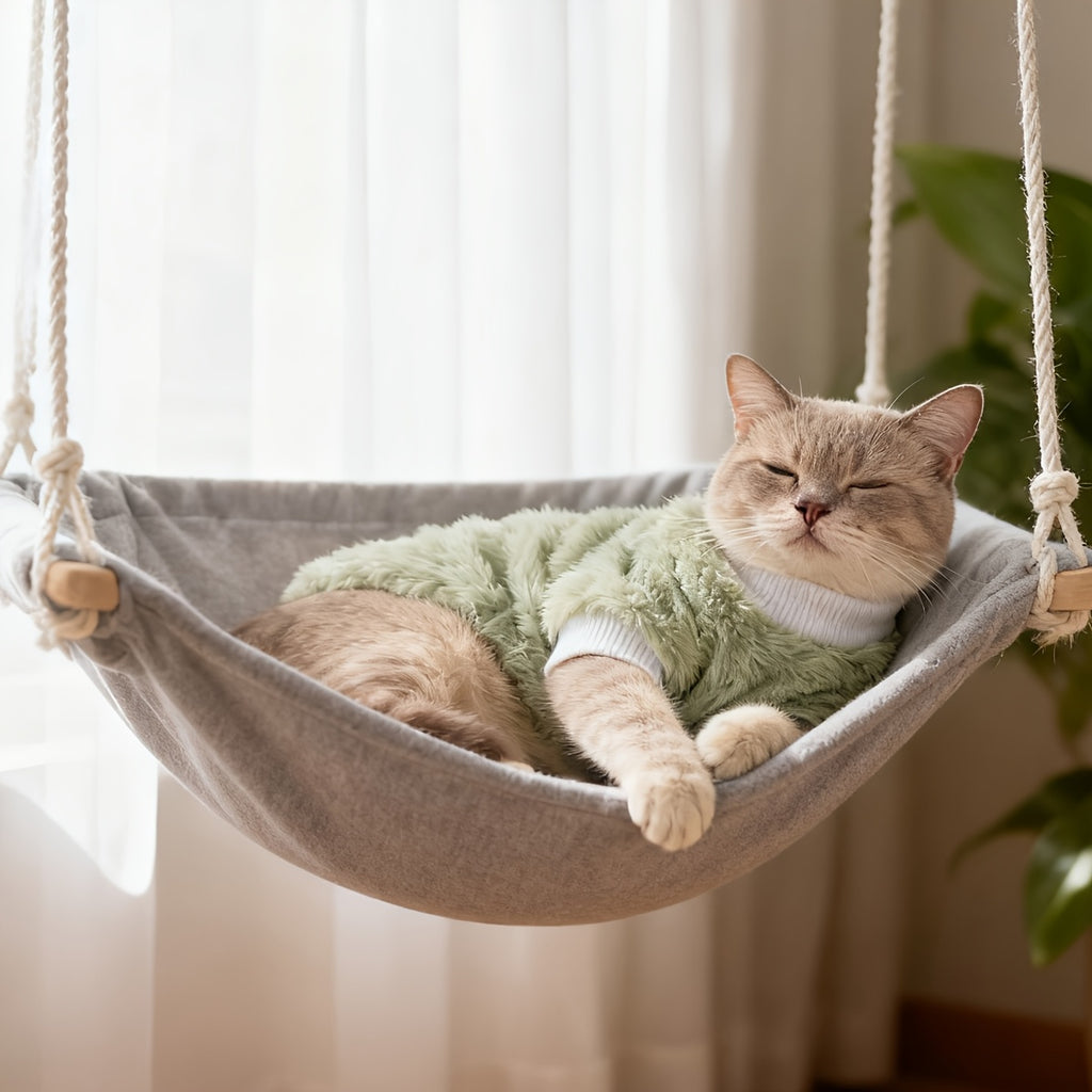 Pull en peluche confortable pour chats petits et moyens, chaud, motifs tigré/tortue, lavable à la main, idéal Noël et toutes saisons.