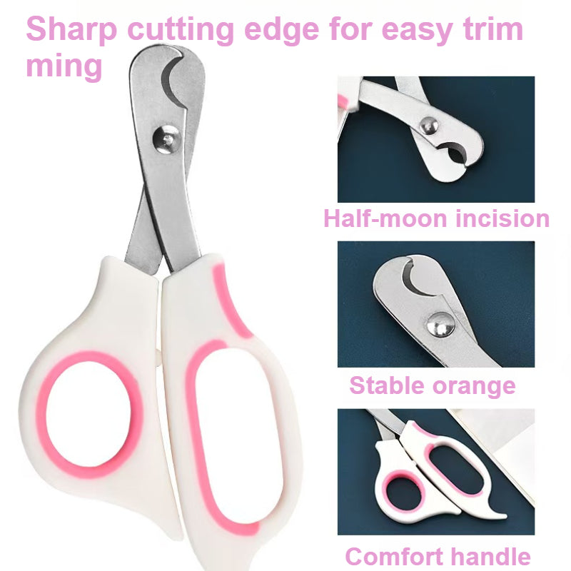 Coupe-ongles pour animaux (rose/vert). Lames en acier inoxydable, prise confortable, coupe précise, design stable pour une utilisation sécurisée.