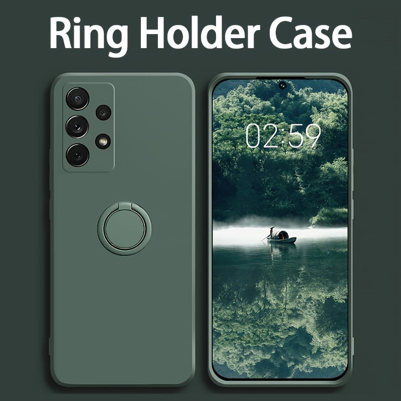 Premium liquid case for Samsung, shockproof, with integrated magnetic ring, offering enhanced protection and convenient stand for hands-free use.