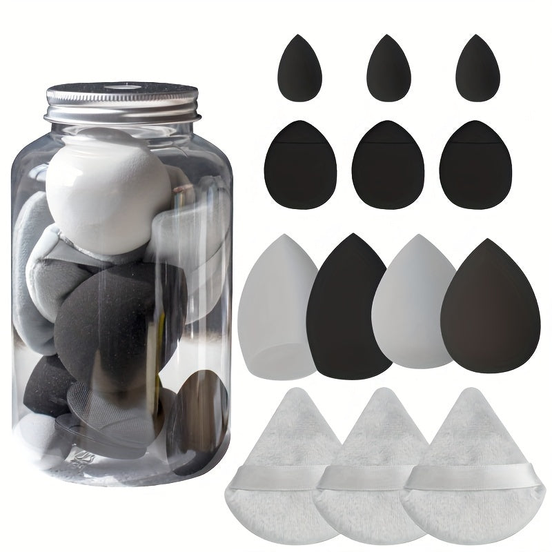 13-piece makeup sponge set in a box: soft blender and powder puffs, for powder, liquid, ideal beauty gift.