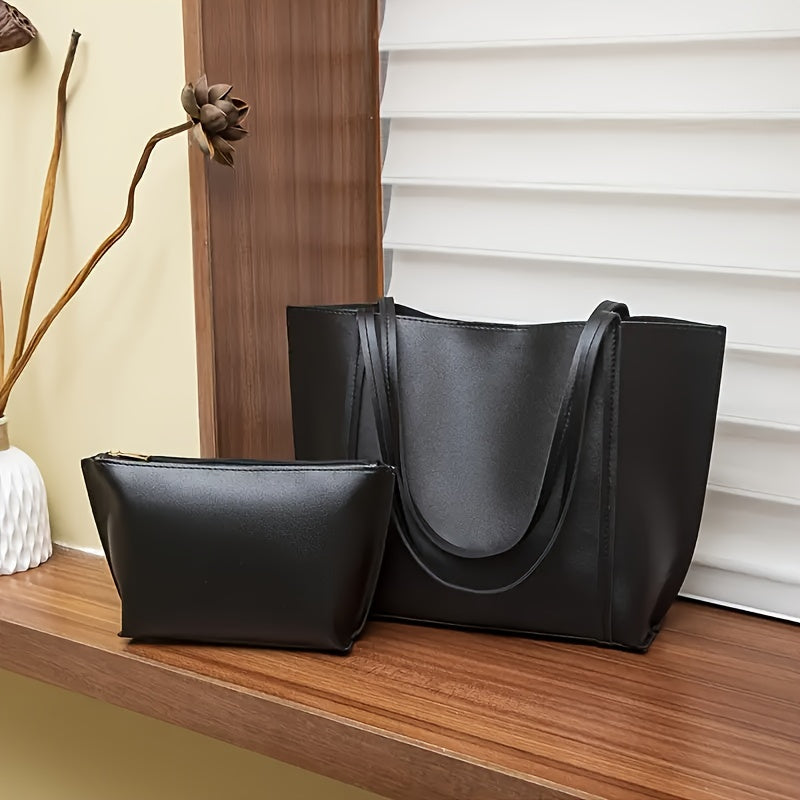 Lot de 2 sacs cabas femme, grande capacité, fermeture magnétique, élégants et polyvalents, parfaits pour bureau et usage quotidien.