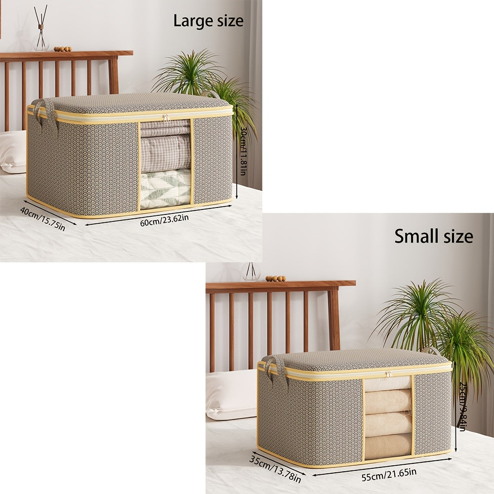 Lot de 2 sacs de rangement robustes, pour couettes et couvertures, avec poignées et fenêtre transparente, en tissu, style moderne, rangement sous-lit polyvalent.