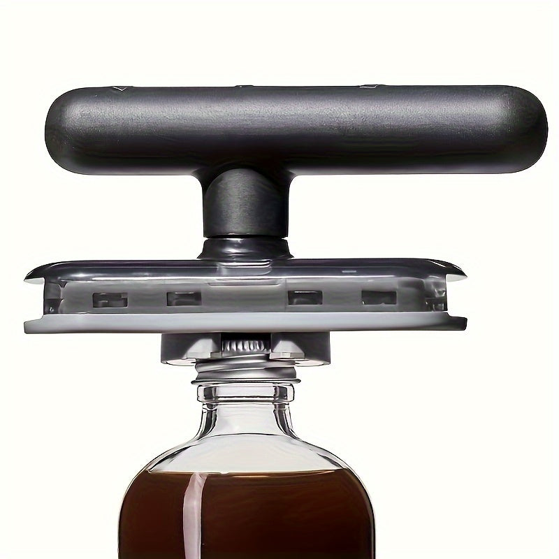 Ouvre-boîtes et bocaux manuel robuste à levier, fonctionnement une main, mécanisme de verrouillage, ABS, portable, sans électricité, idéal pour cuisine, fêtes et seniors.