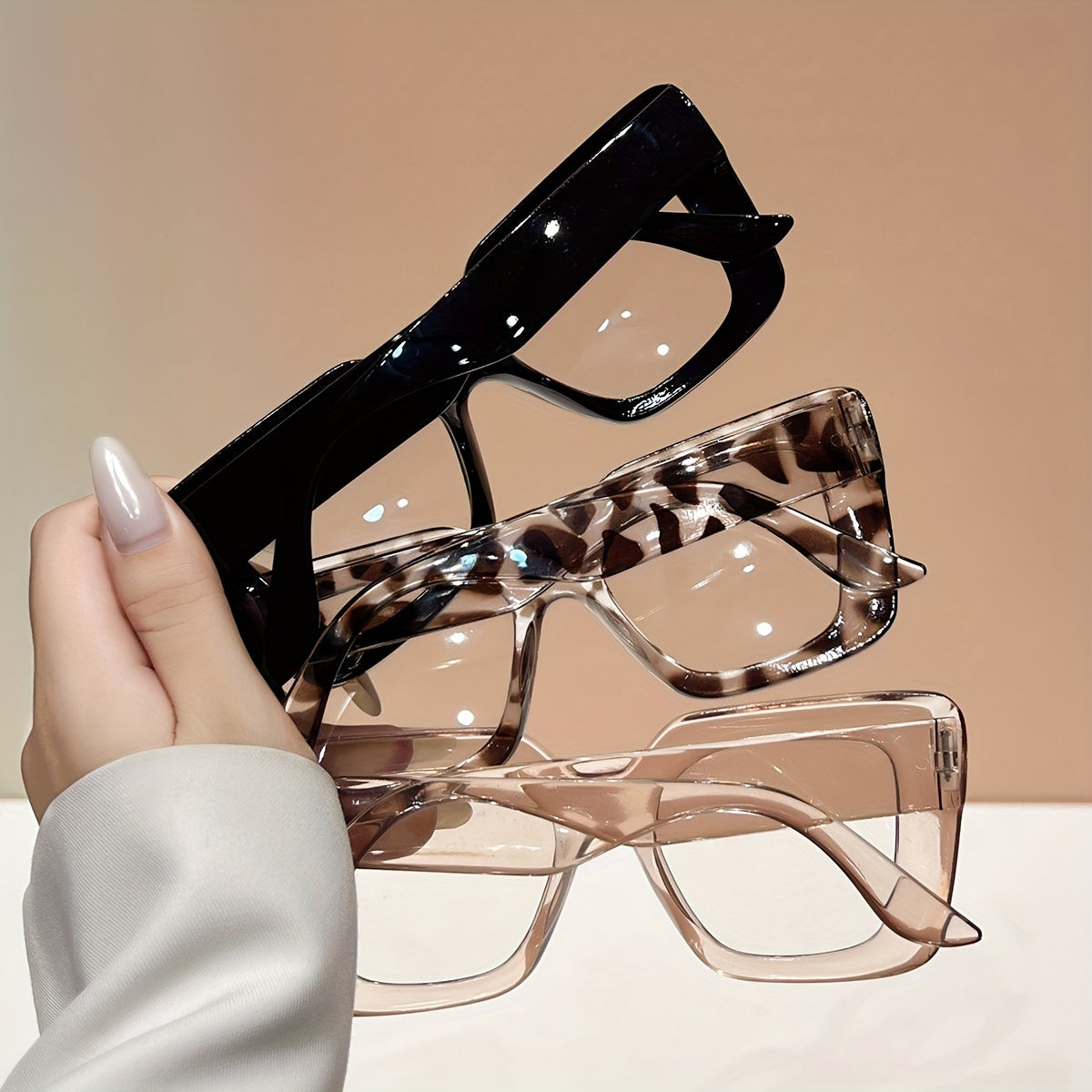 Set of 3 vintage cat-eye glasses, retro round PC frame, elegant and suitable for office and everyday style.