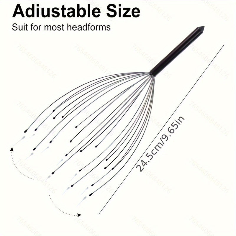 Massageur de cuir chevelu à 20 doigts, ergonomique, pointes douces, durable et lavable, soulage stress et détente, pour hommes et femmes.