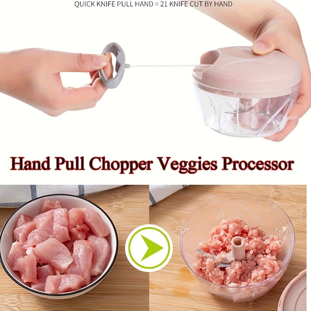 Hachoir Manuel 170/500/900 ml : Multifonction, presse-ail, coupe-légumes et viande, lames inox, récipient ABS, idéal préparation rapide à domicile.