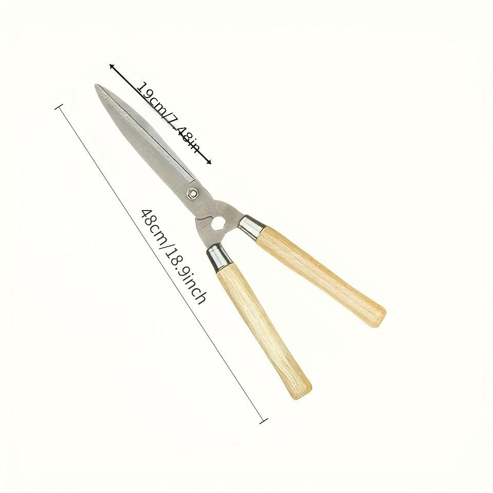 Sécateur professionnel robuste, lame carbone 25 cm, manche ergonomique en noyer antidérapant, idéal pour bordures, haies et taille décorative.