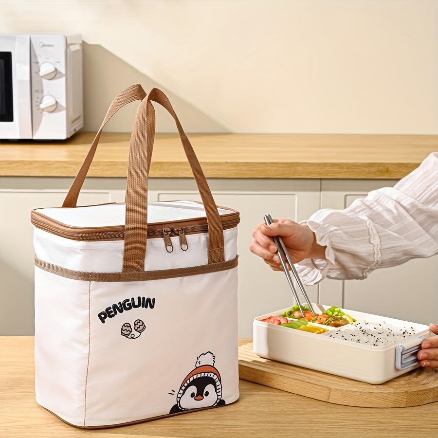 Sac déjeuner portable Qifeng, grand volume, isolant, motifs cartoon, tissu Oxford renforcé, aluminium intérieur, réutilisable pour école et pique-nique.