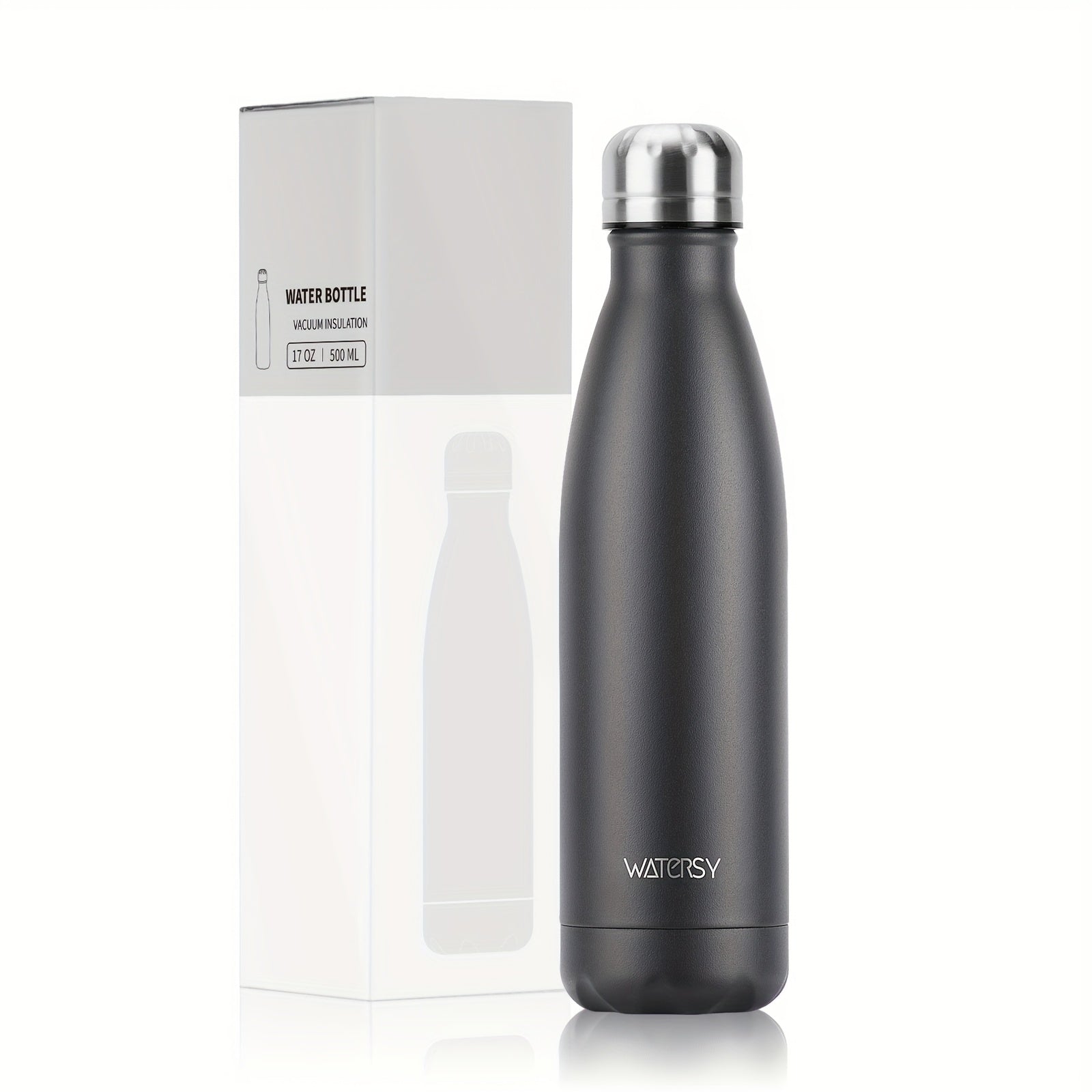 Bouteille WATERSY 500 ml en acier inoxydable, thermique, étanche, sans BPA, conserve boissons chaudes 12 h et froides 24 h.