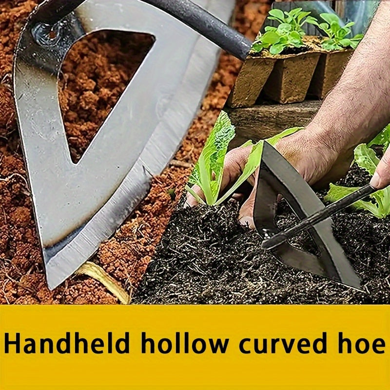Outil de désherbage et plantation 33 cm en acier, poignée ergonomique, dents tranchantes pour un désherbage efficace, structure durable idéale jardins et potagers.