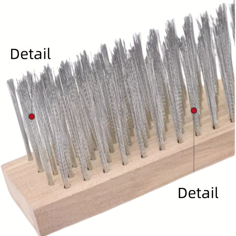 Brosse de sol en fil d’acier robuste, poignée ergonomique, idéale pour nettoyer surfaces métalliques, jardins et extérieurs sans électricité.
