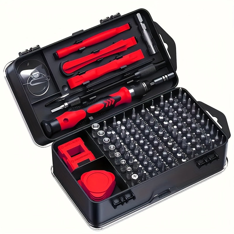 VVIA 115-piece kit, multi-purpose precision screwdriver for phones, watches and electronic devices, compact for maintenance and disassembly.