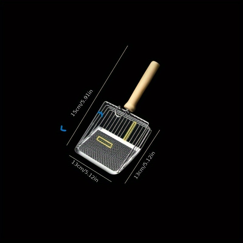 Pelle à litière 2-en-1 en acier inoxydable, tamis double (grossier et fin), outil polyvalent pour sable de chat, plage ou coquillages.