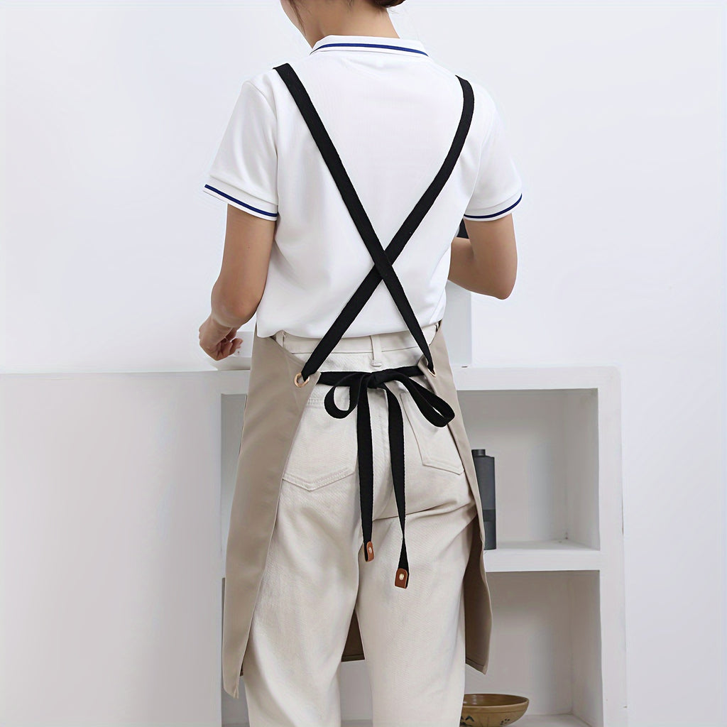 Tablier en Toile Haut de Gamme (1 pc) : Doux, respirant, quatre poches pratiques, idéal cuisine, restaurant et usage quotidien.