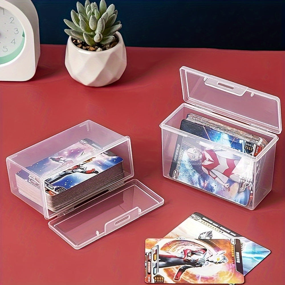 Card storage box, transparent plastic, 1 or 2 pieces, ideal for organizing business cards and small documents.