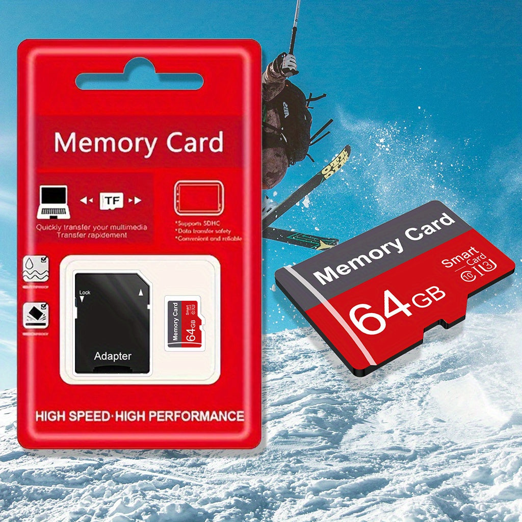 Carte Mémoire TF avec Adaptateur : Capacités 1 à 64 Go, haute vitesse A1 C10, compatible tablettes, caméras, smartphones, PC et consoles.