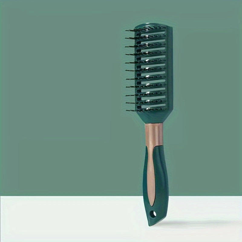 Scalp massage comb with air cushion, detangling and curling, hair styling accessory suitable for all hair types.