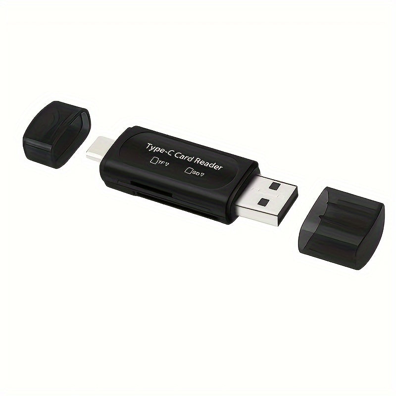 Lecteur de Cartes 4-en-1 Type C/USB-A : Double emplacement SD/Micro SD, transfert rapide, compact et portable, idéal pour usage nomade.