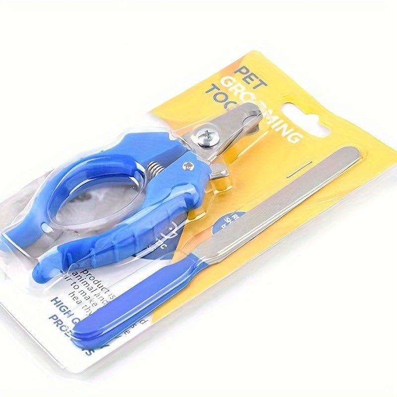 Set de coupe-ongles et lime pour animaux (2 pièces). Poignée antidérapante, acier inoxydable durable, avec protection et mécanisme de verrouillage.