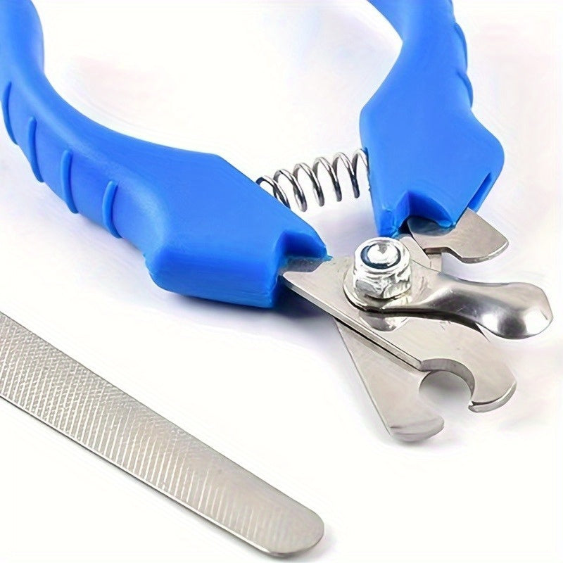 Set de coupe-ongles et lime pour animaux (2 pièces). Poignée antidérapante, acier inoxydable durable, avec protection et mécanisme de verrouillage.