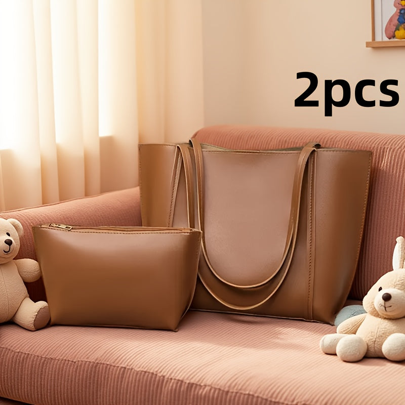 Lot de 2 sacs cabas femme, grande capacité, fermeture magnétique, élégants et polyvalents, parfaits pour bureau et usage quotidien.