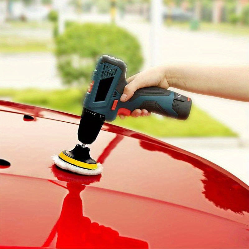 Set de 5 Tampons de Polissage 7,62 cm : Roues en laine et polyester, kit pour perceuse, entretien peinture voiture, cirage et polissage automobile.