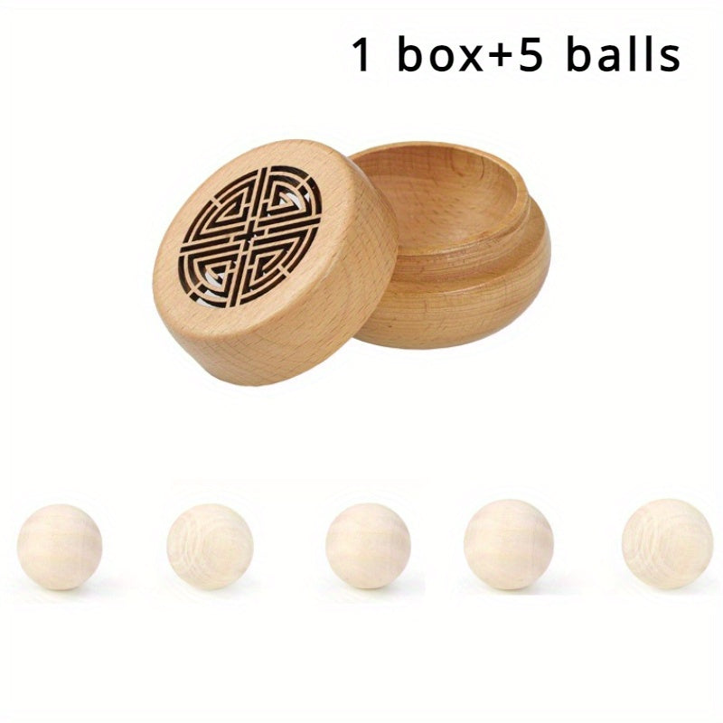 Wooden essential oil diffuser with incense box and balls, retro screw cap, long-lasting fragrance, home and car decor.