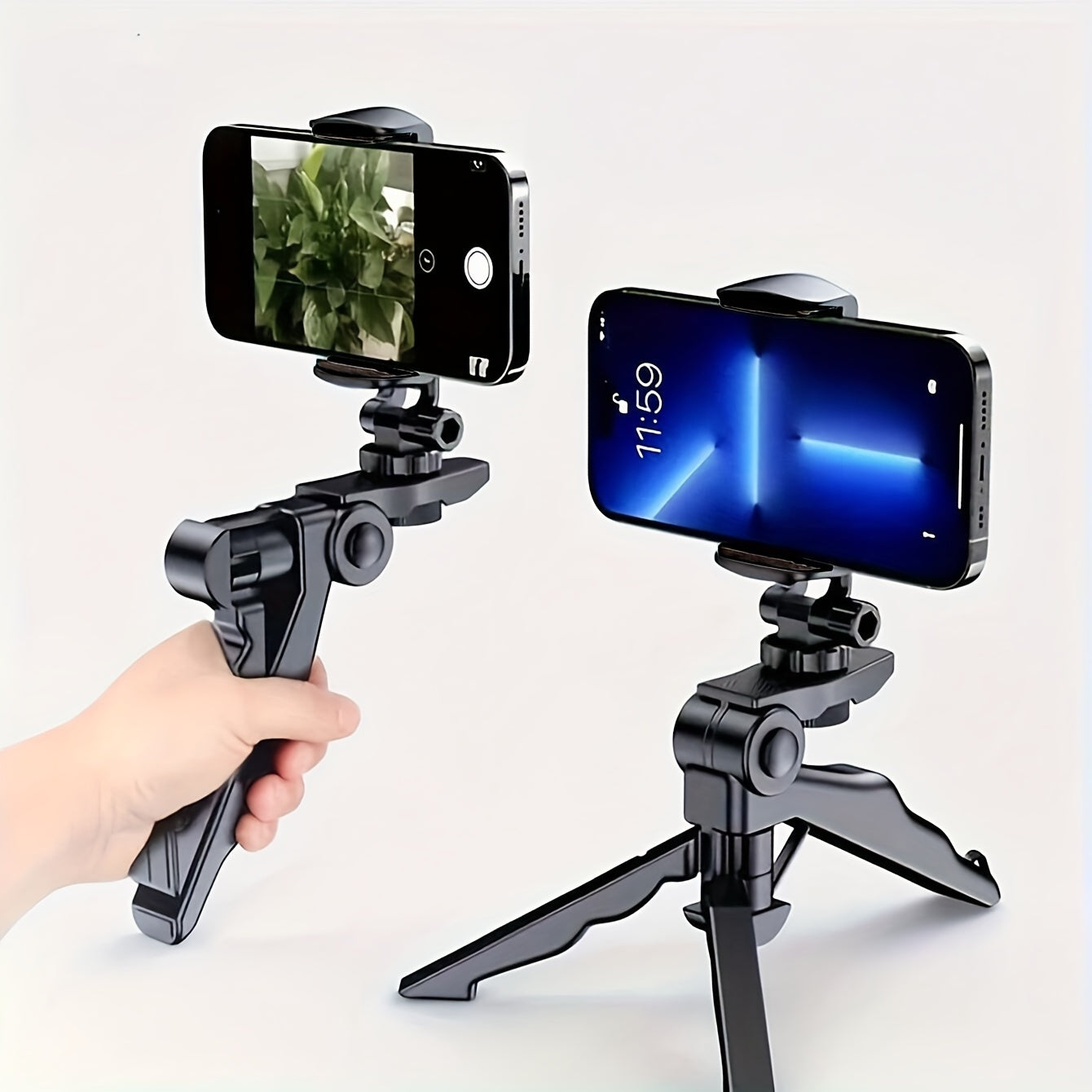 Support Smartphone 360° Anti-Tremblement : Trépied portable et réglable, idéal streaming et photo, parfait pour créateurs de contenu.