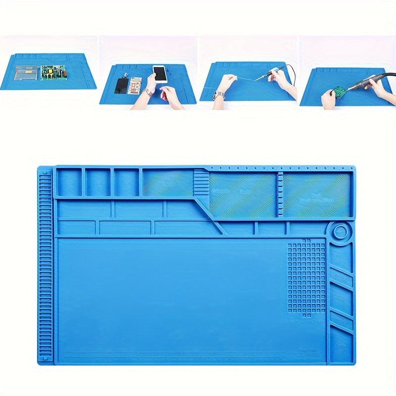 Tapis de soudure en silicone résistant à haute température, antidérapant et antistatique, avec zone magnétique, indispensable pour réparation téléphones et ordinateurs portables.