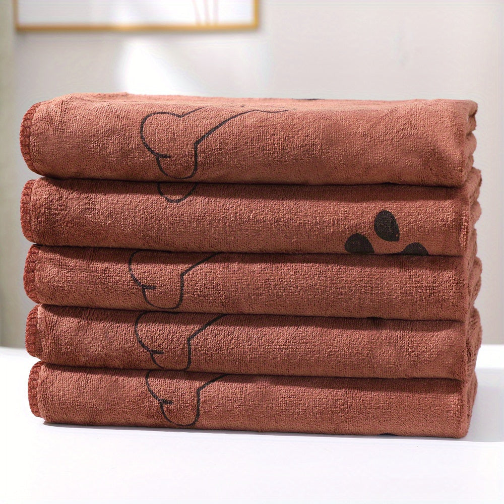 Serviette en microfibre pour chiens, ultra-absorbante, séchage rapide, motif os et patte, lavable en machine, adaptée toutes tailles et races.