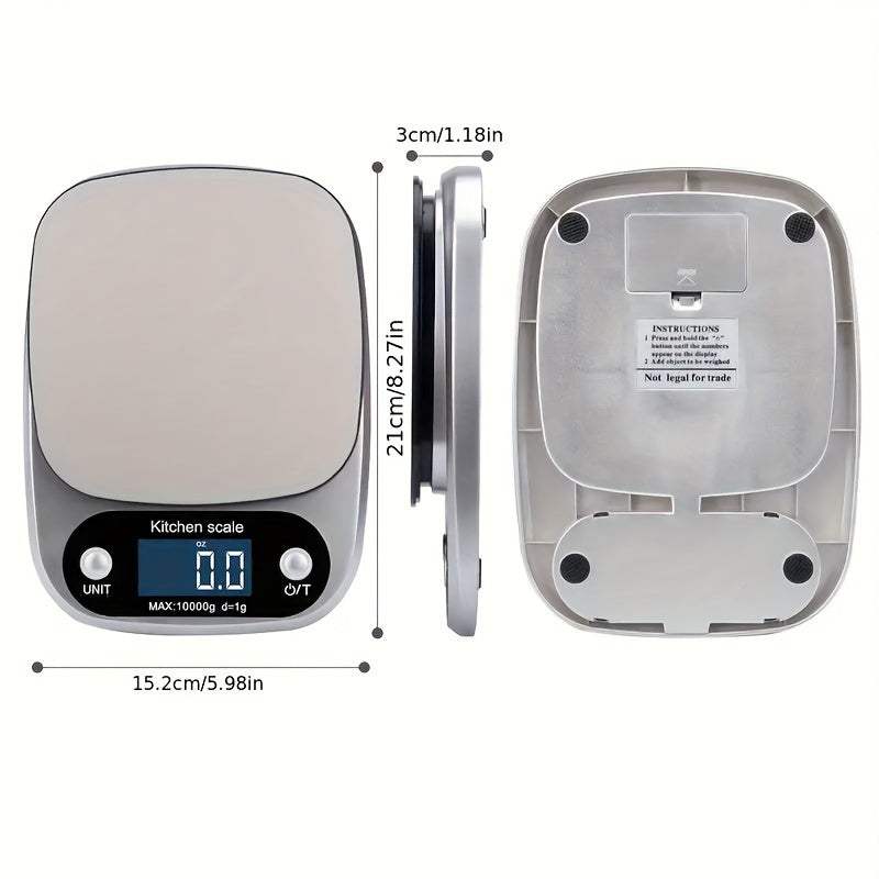 Kolzp digital kitchen scale, stainless steel, compact, high precision for cooking, baking and meal preparation, ideal for apartments and dormitories.