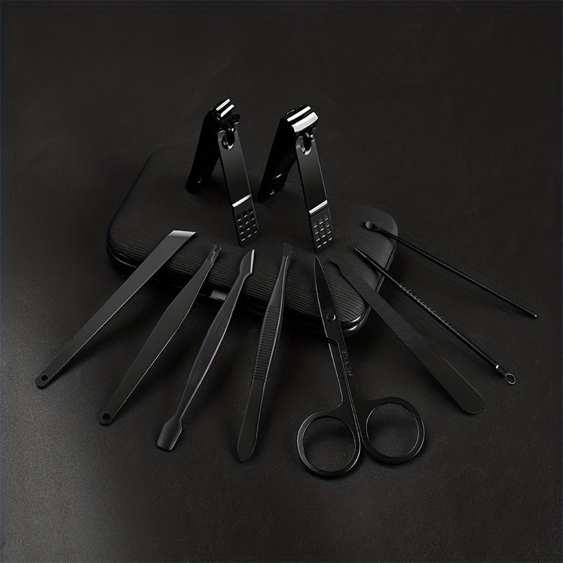 Set de 10 coupe-ongles professionnels en acier inoxydable, manches rouges ergonomiques, avec lime, pour manucure et pédicure hommes et femmes.