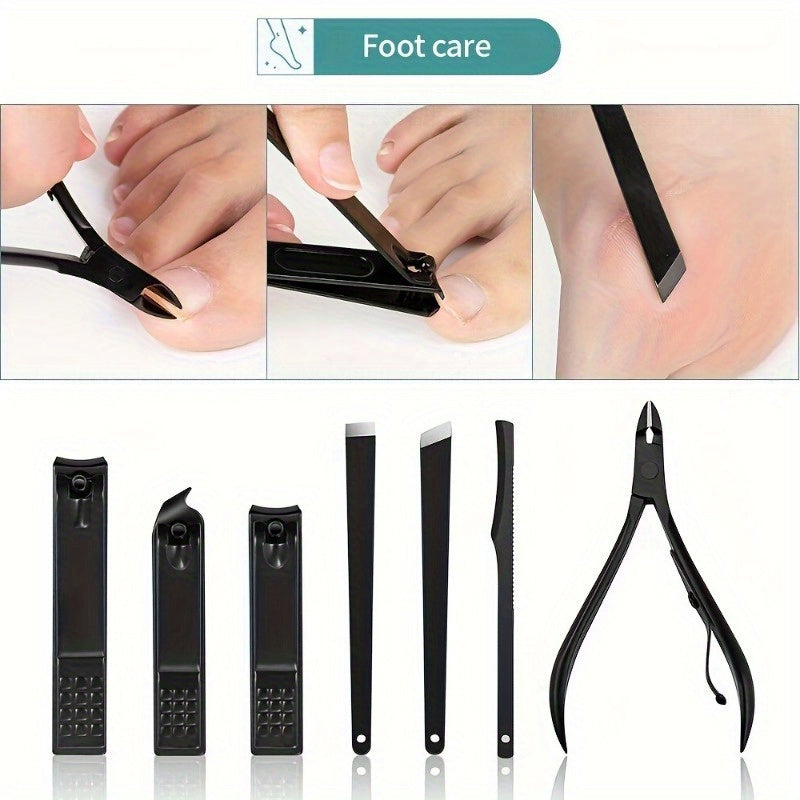 Set de 10 coupe-ongles professionnels en acier inoxydable, manches rouges ergonomiques, avec lime, pour manucure et pédicure hommes et femmes.