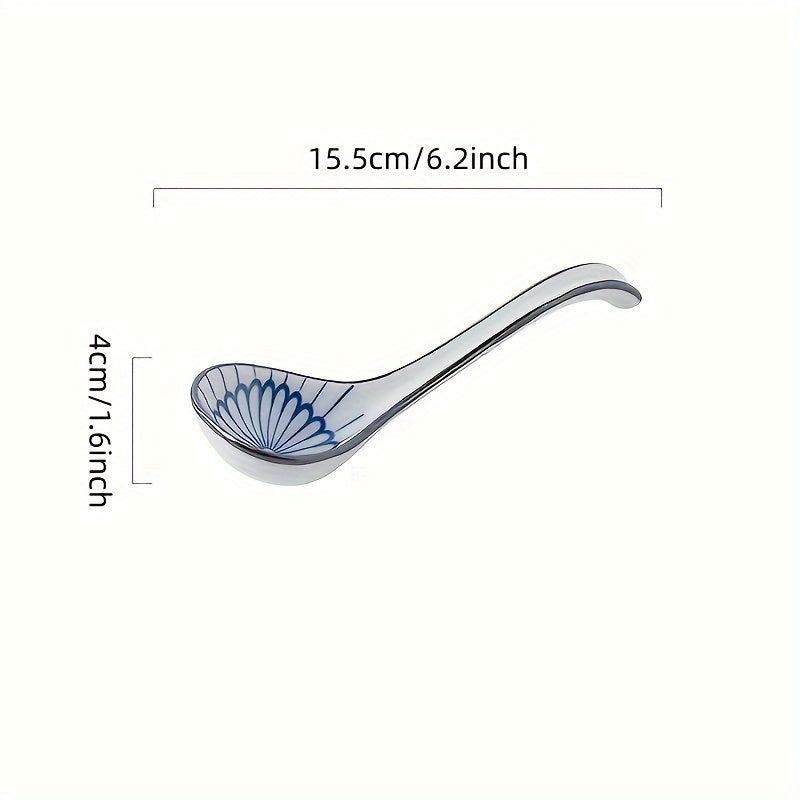 Lot de 5 petites cuillères japonaises artisanales, résistantes haute température, peintes à la main, pour soupe, nouilles ou desserts.