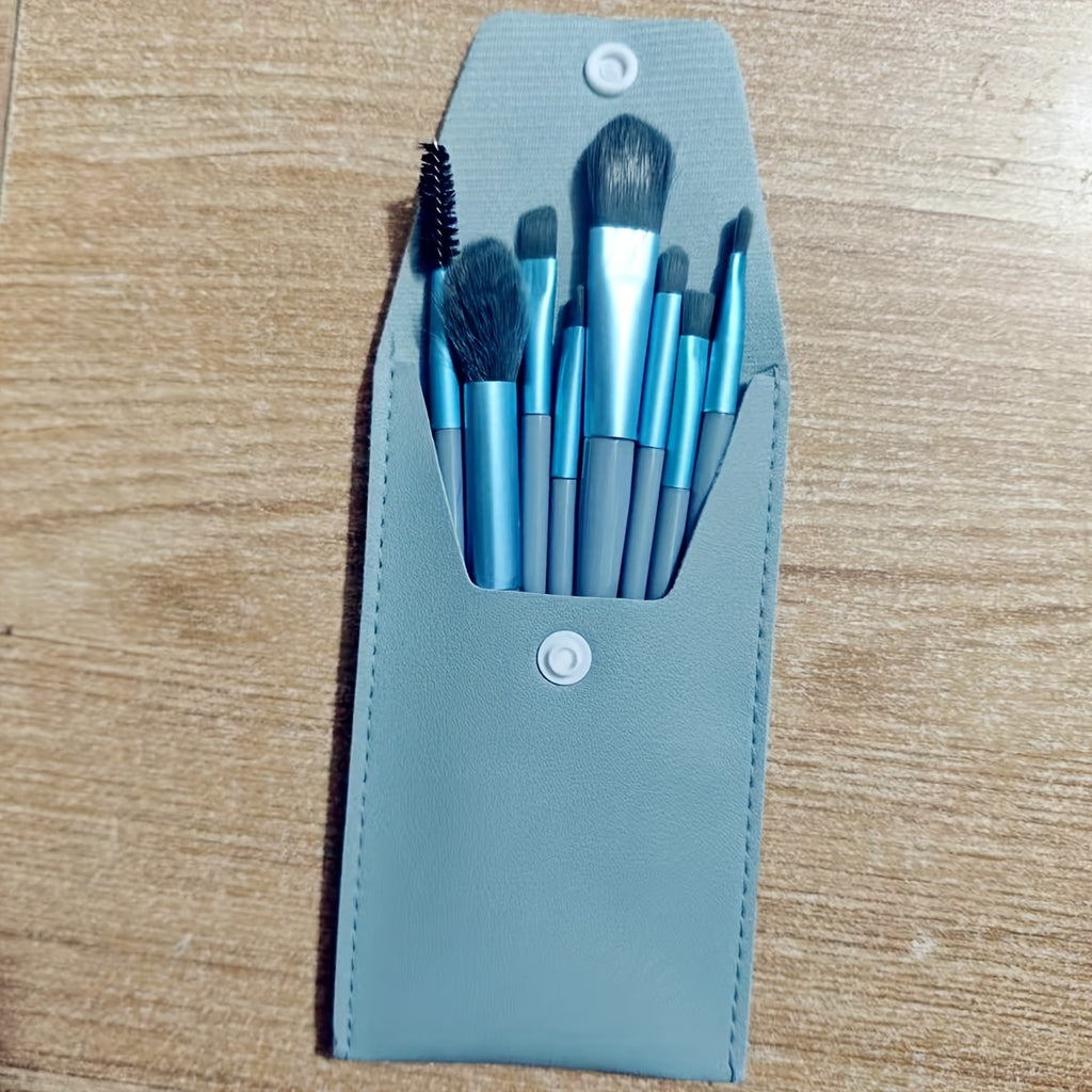 Set pinceaux maquillage hypoallergéniques en polyester, poils pour yeux, poudre et sourcils, manche ABS, kit portable pour tous types de peau.