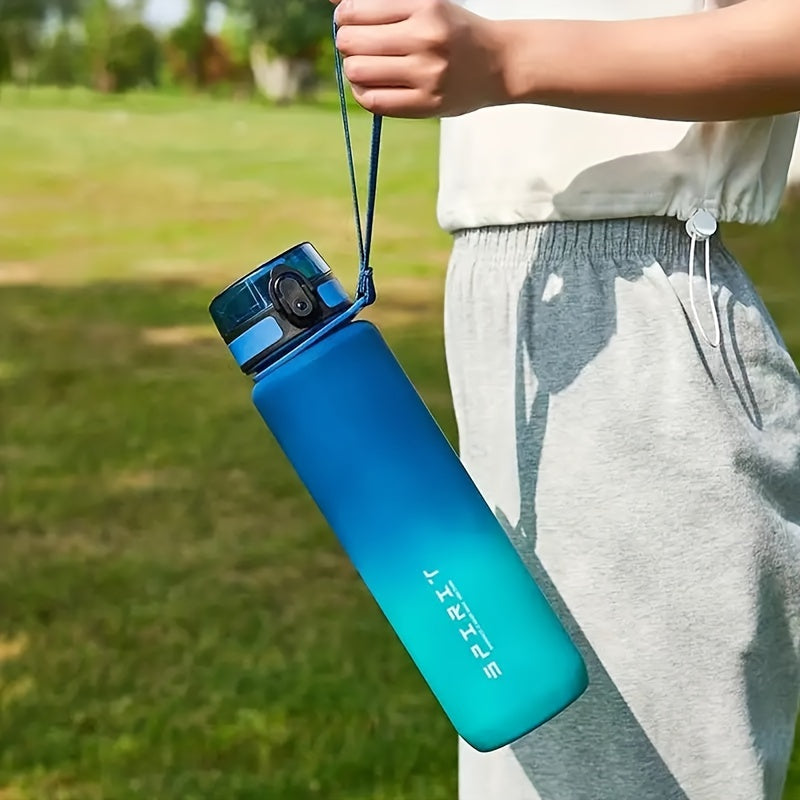 Bouteille d’eau sportive portable 650 ml/1 L, plastique dégradé, légère, idéale fitness, voyage et usage quotidien pour hommes et femmes.