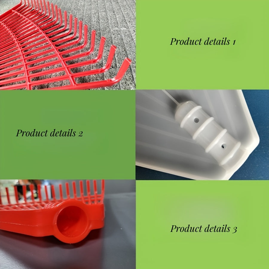 Râteau-main ajustable en plastique durable, poignée ergonomique, disponible en 3 couleurs, idéal pour ramasser feuilles et entretenir pelouse et jardin, usage résidentiel ou professionnel.