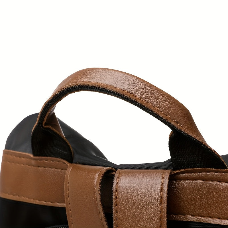 Large capacity women's backpack, soft nylon, solid color, practical for travel, work or computer, zipper and multiple pockets.