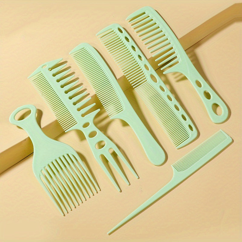 Set de 6 peignes anti-statiques, démêleurs portables, parfaits pour soins capillaires à domicile ou en salon de coiffure.