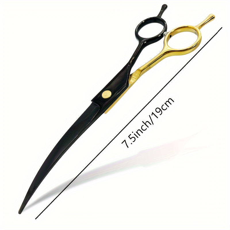Professional 7-inch stainless steel grooming scissors. Curved blades, suitable for precise and easy cutting of dog and cat hair.