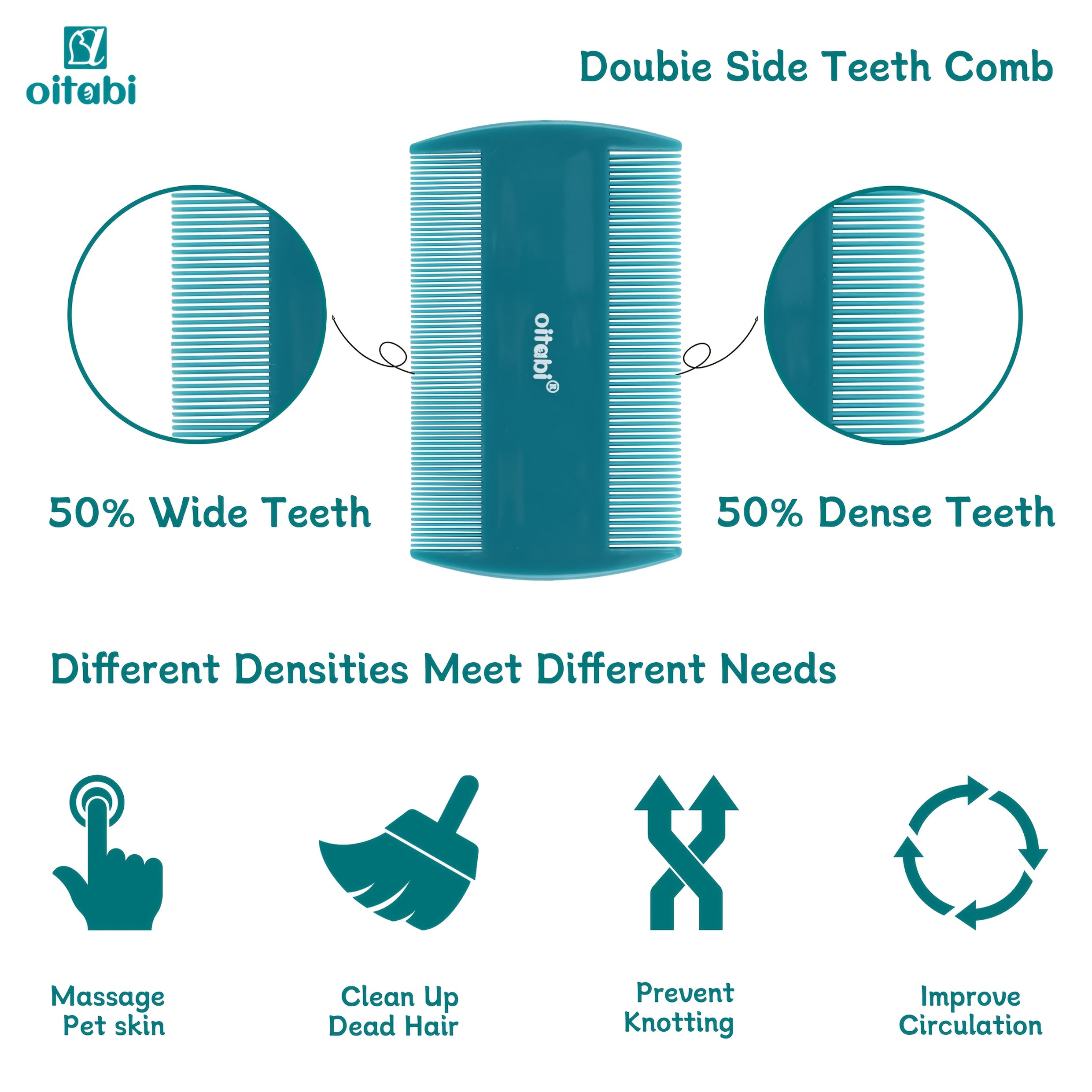 Peigne anti-puces et lentes Oitabi (3/4/5/6 pcs). En acier inoxydable, dents arrondies, outil professionnel pour éliminer les taches et démêler les poils.