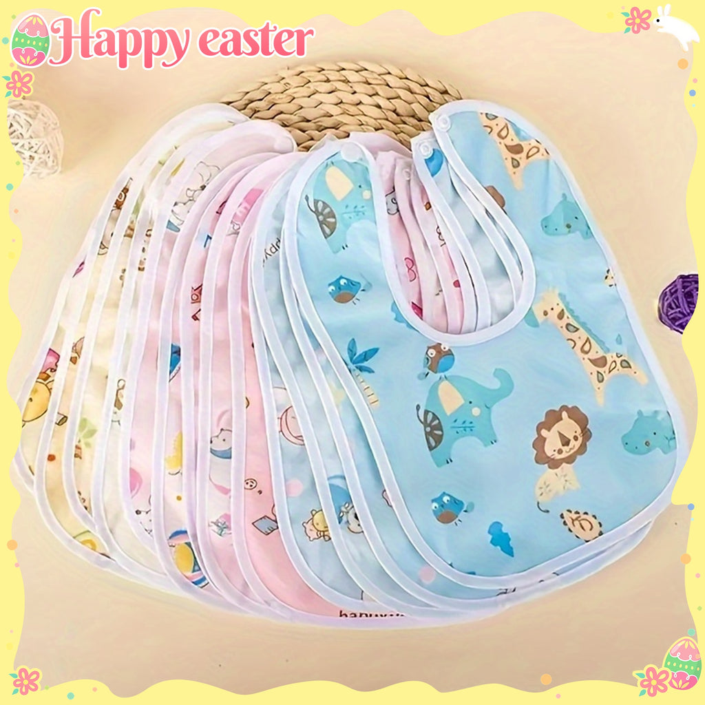 Lot aléatoire de 8 ou 10 bavoirs en velours cristal, rose et bleu, en U avec poche, idéal pour repas bébé.