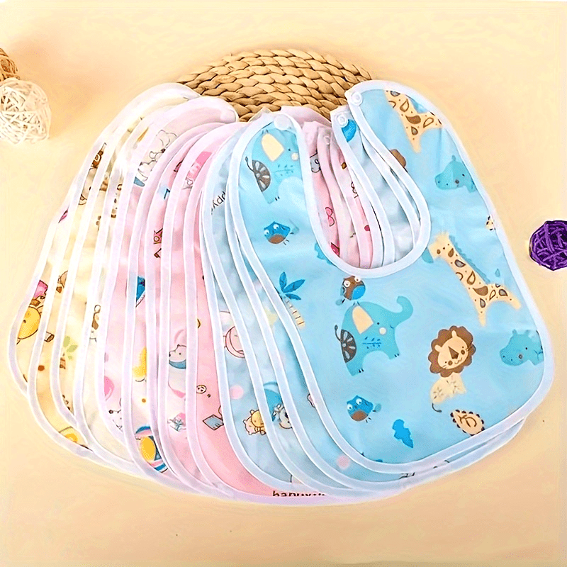 Lot aléatoire de 8 ou 10 bavoirs en velours cristal, rose et bleu, en U avec poche, idéal pour repas bébé.