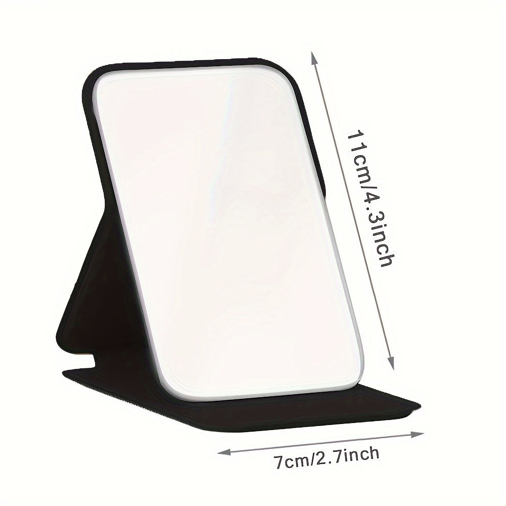 Miroir de maquillage pliable portable, design floral noir et doré, léger, étanche et anti-poussière, parfait cadeau pour enseignants et proches.