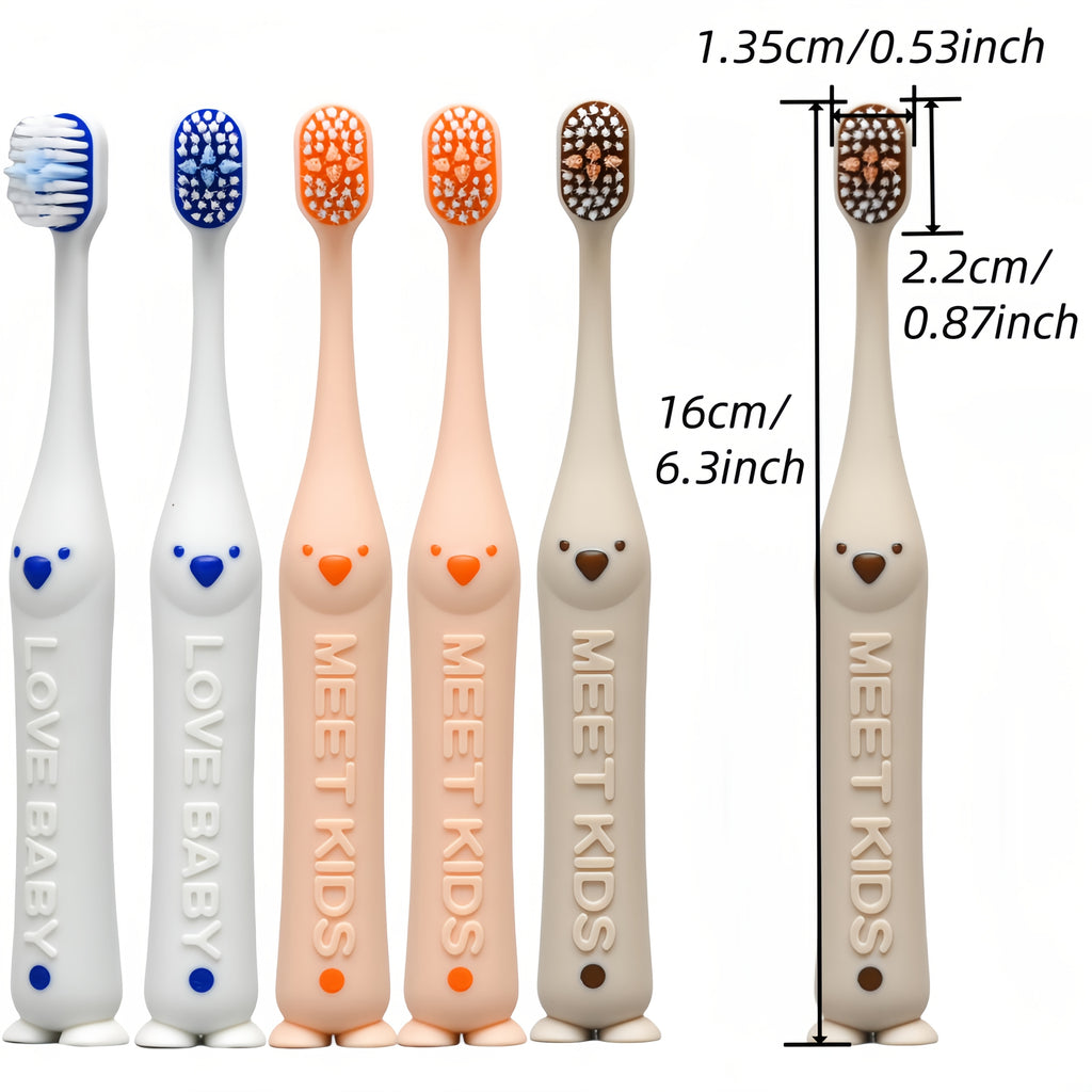 Set de 6 brosses à dents souples “S” – Poils en nylon, animaux mignons, couleurs variées, adaptées aux enfants 3-12 ans.