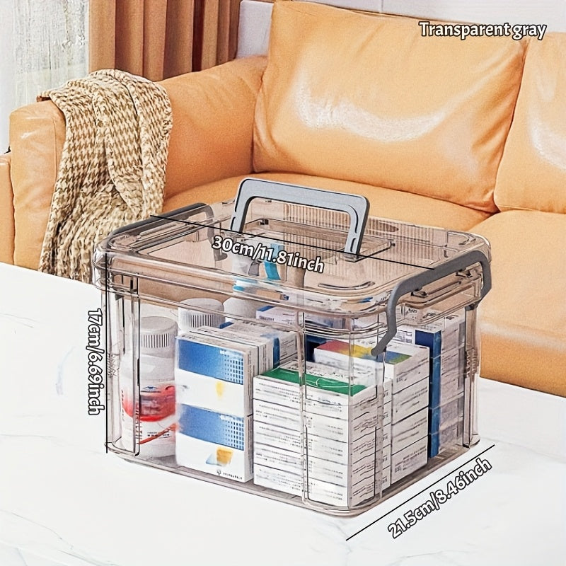 Boîte de rangement multifonctionnelle en plastique avec fermeture à clip, étanche et empilable, idéale pour médicaments, accessoires et organisation domestique.