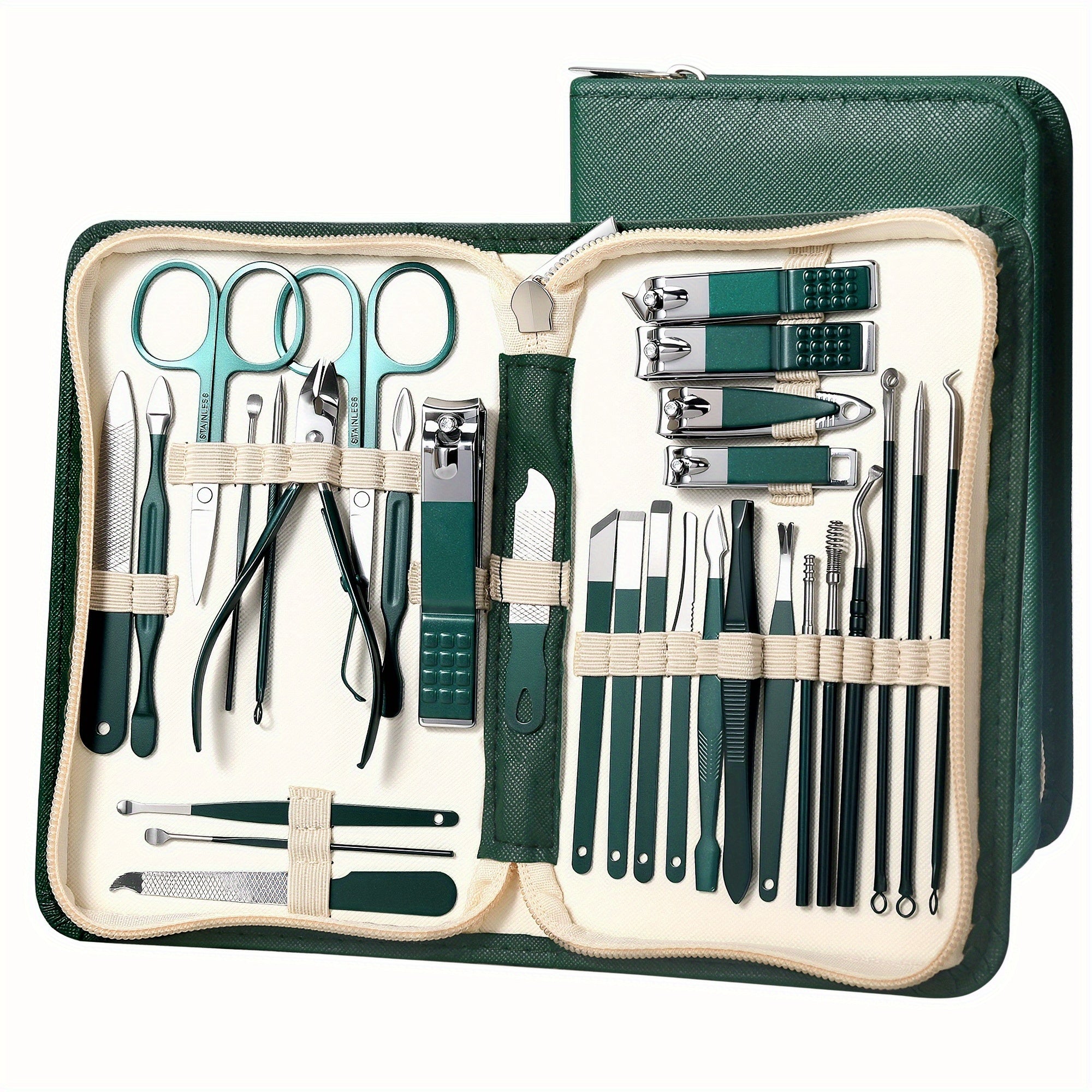 Set of 30 luxury stainless steel manicure kits, complete tools with portable cases, perfect for hand, foot and face care.